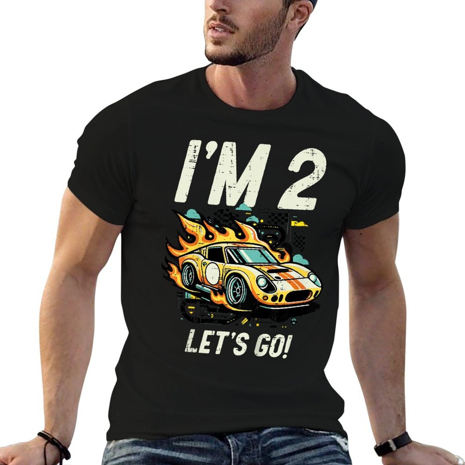 Kids 2nd Birthday Im 2 Lets Go Race Car Bday Toddler Boys Kids  Tagless Design T-Shirt
