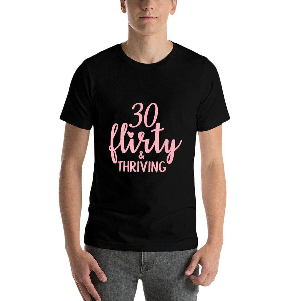 30 Thirty, Flirty & Thriving 30th Birthday Party  Heathered Texture T-Shirt