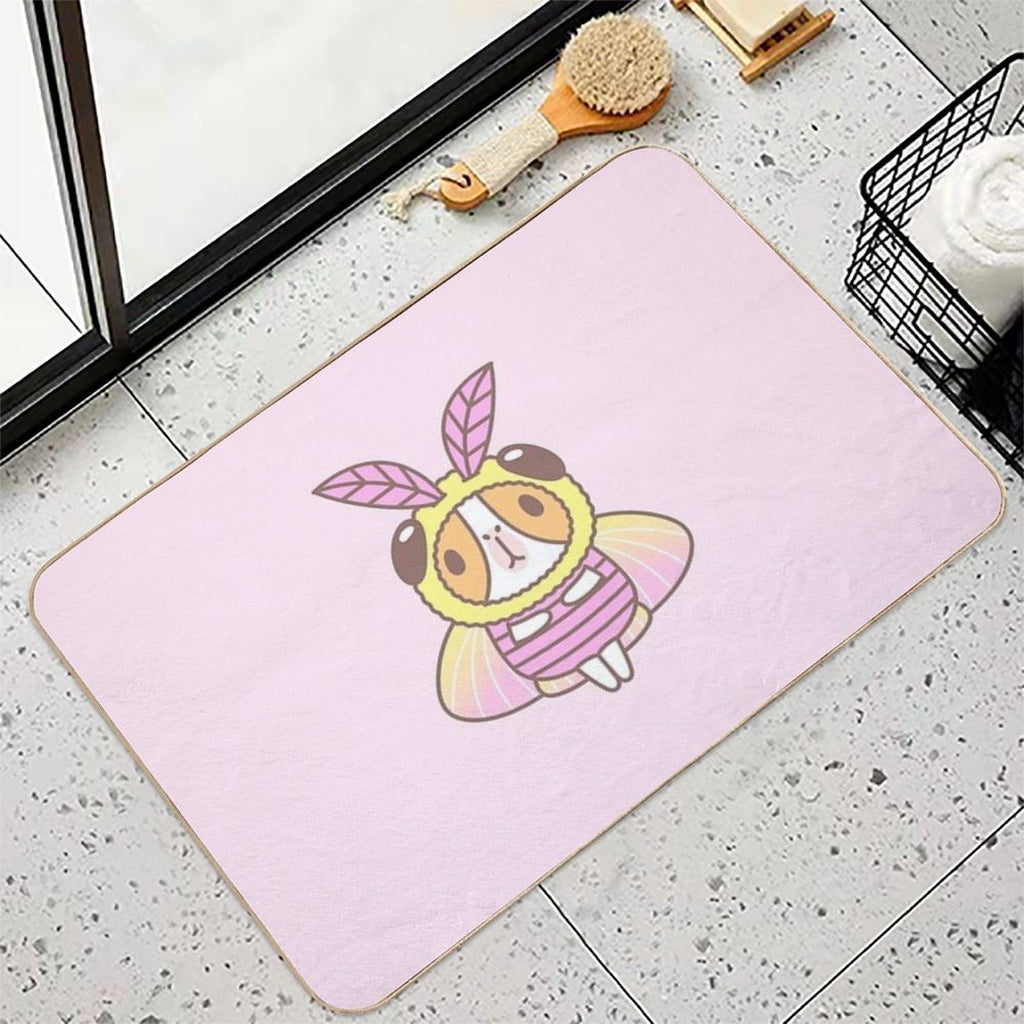Guinea Pig in Rosy Maple Moth Costume  Absorbent Bath Mat
