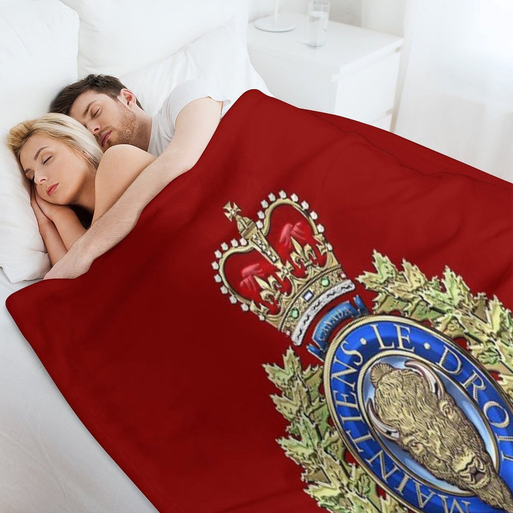 Royal Canadian Mounted Police - RCMP Badge over Red Velvet Durable Throw Blanket