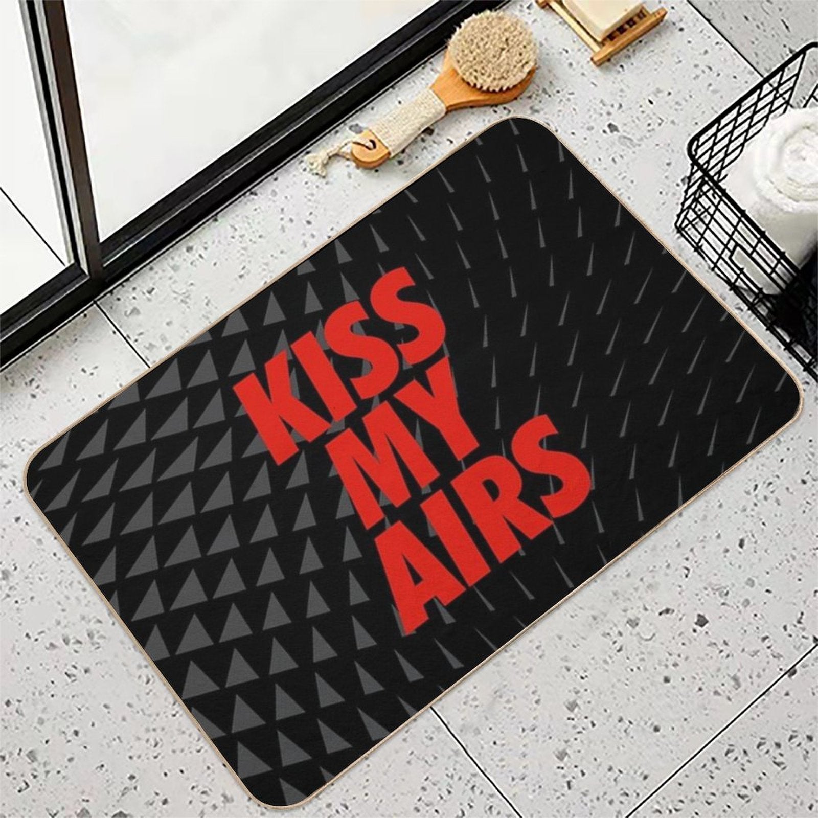 Kiss My Airs Sneaker Head Hype Red & Black Durable Bath Mat
