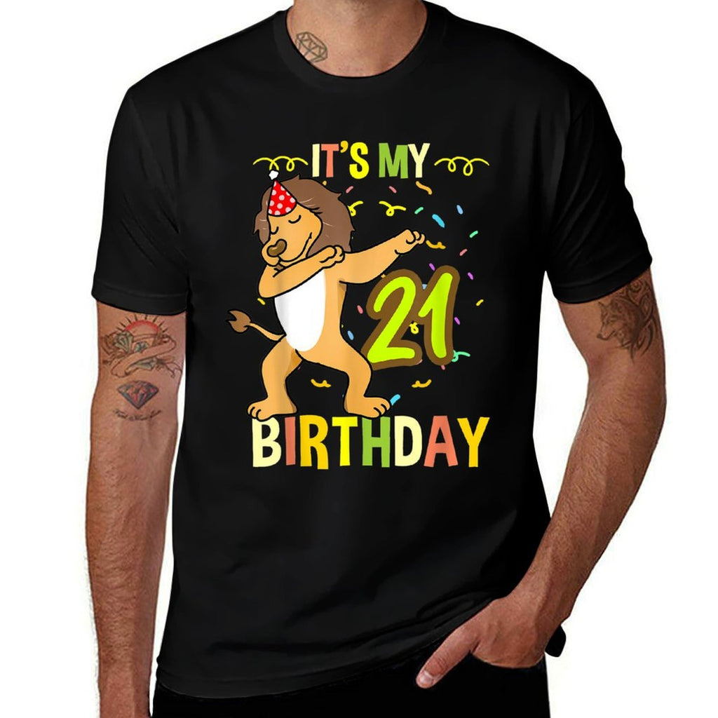 Its My 21st Birthday Dabbing Lion  Oversized Silhouette T-Shirt