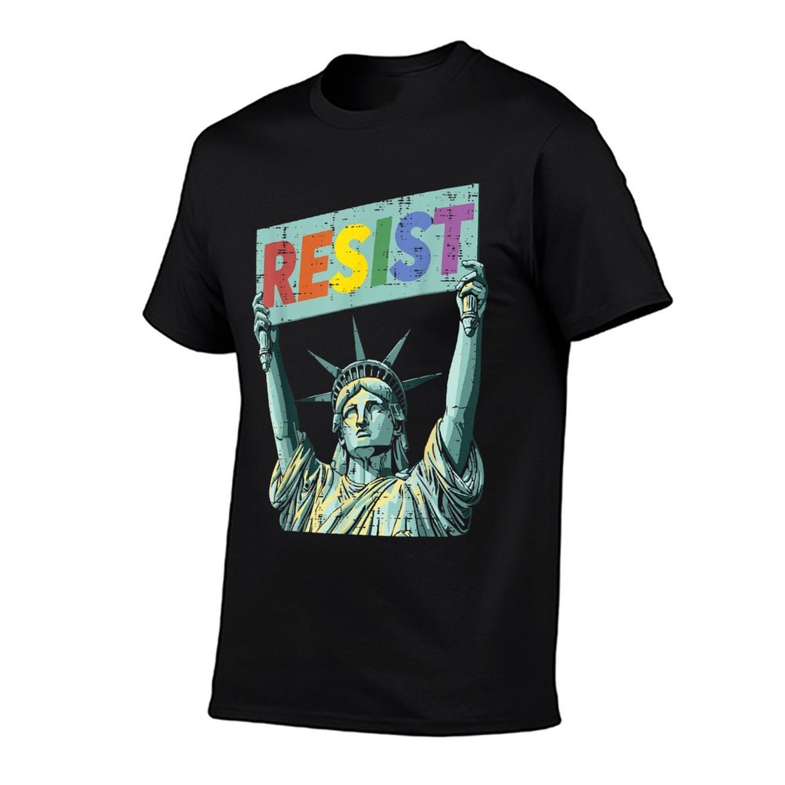 Resist Rainbow Statue Liberty Protest Lgbt Gay Men Women  Wrinkle-resistant T-Shirt