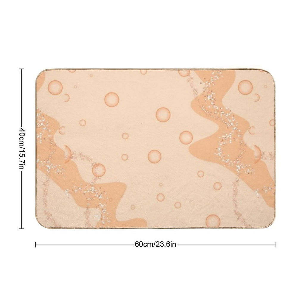 Aesthetic Pastel Orange Design W Bubbles  Slip-Resistant Bath Mat