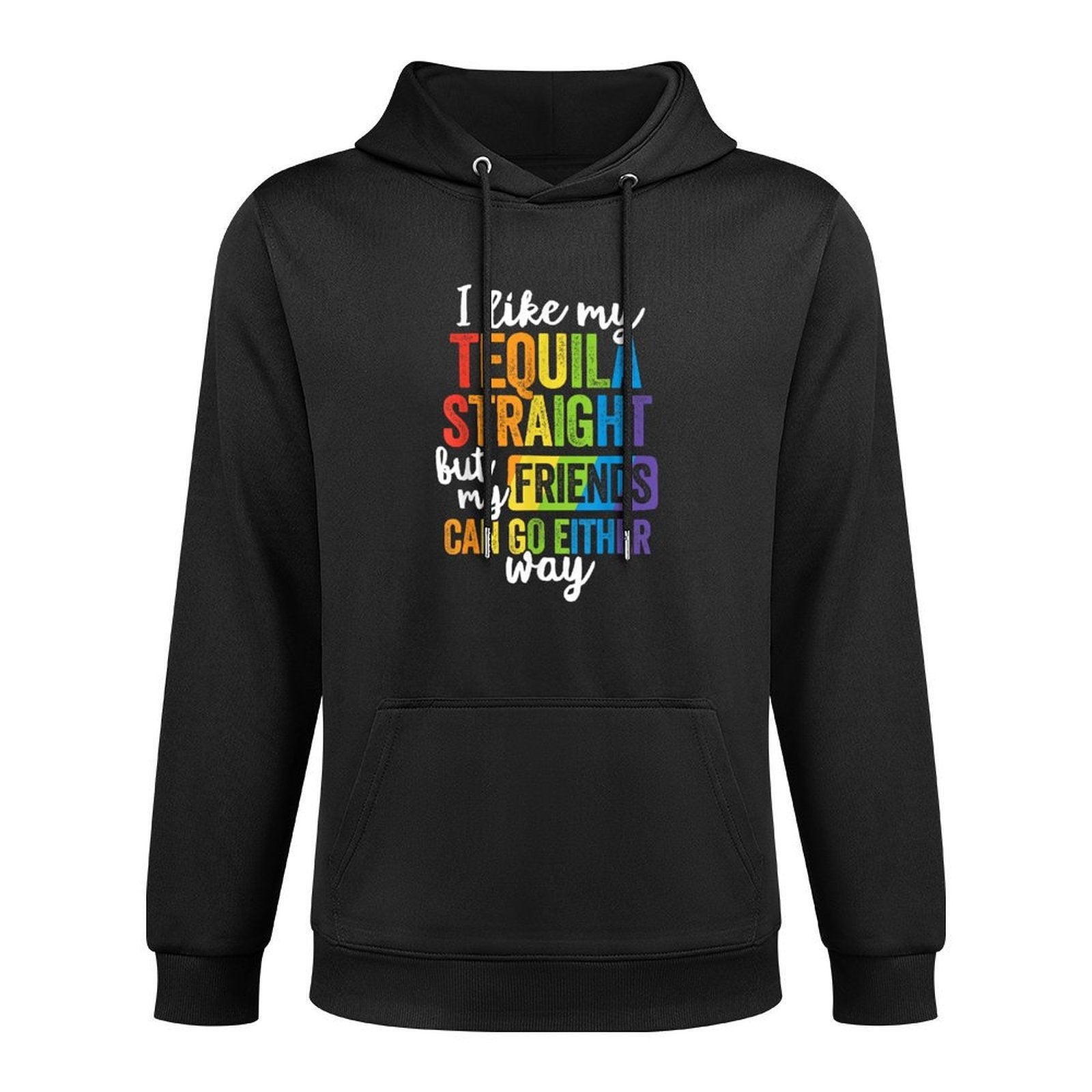 Funny LGBT Ally Gift Tequila Straight Friends Go Either Way Layering Staple Hoodie