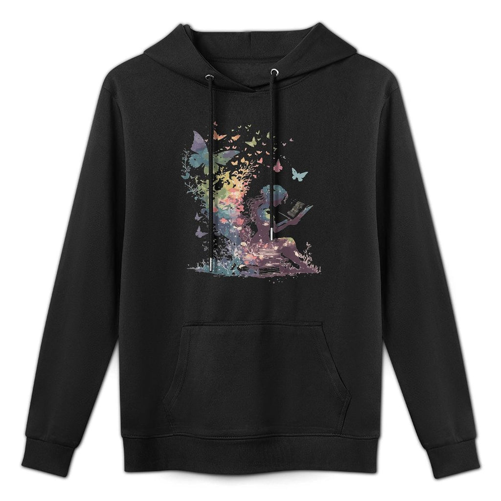 Watercolor Butterfly Fairy Read Book Library Fantasy Novel All-Day Comfort Hoodie