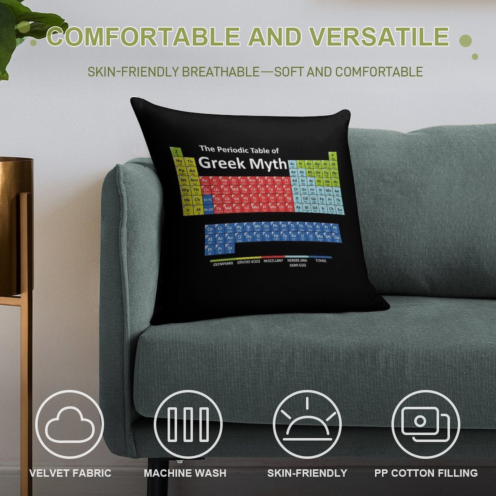 Periodic Table of Greek Mythology Soft Style Accent Throw Pillow