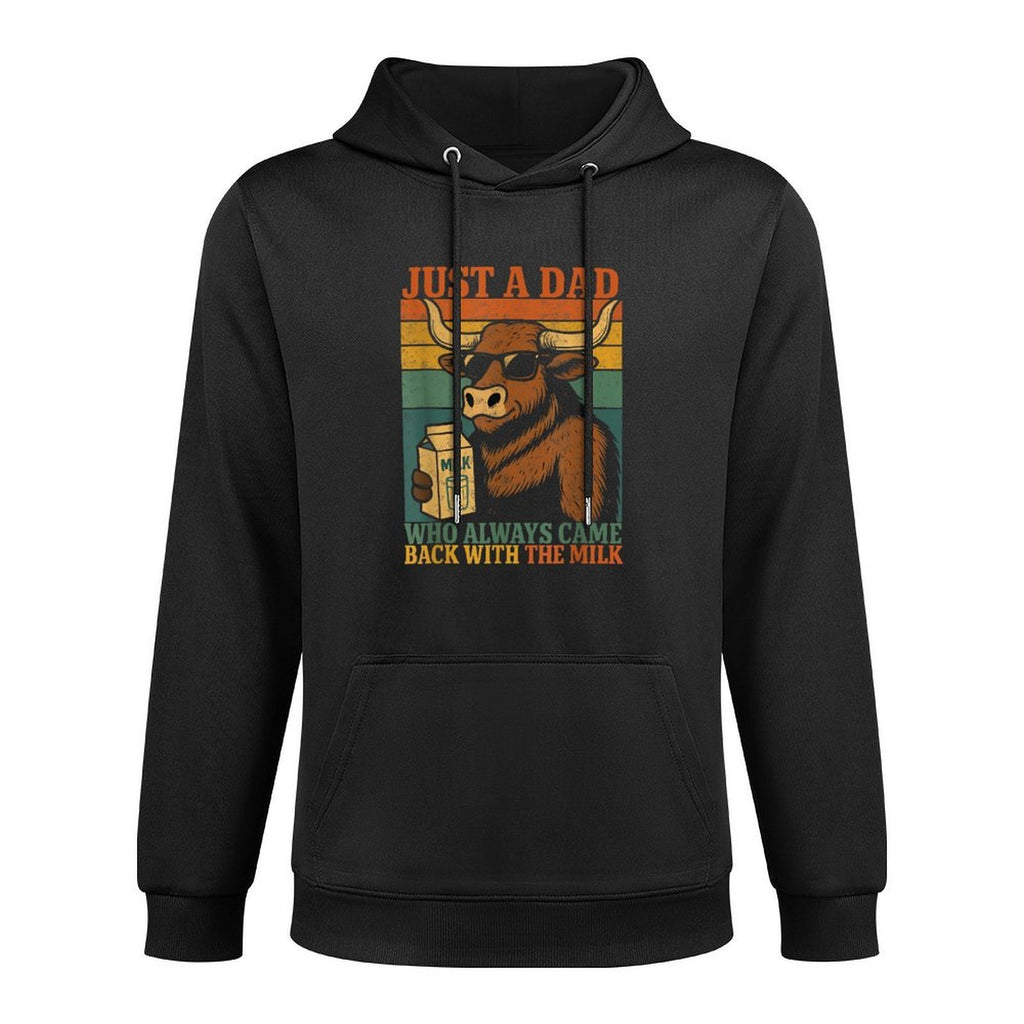 Just A Dad Who Always Came Back With The Milk Funny Dad Shape Retention Hoodie