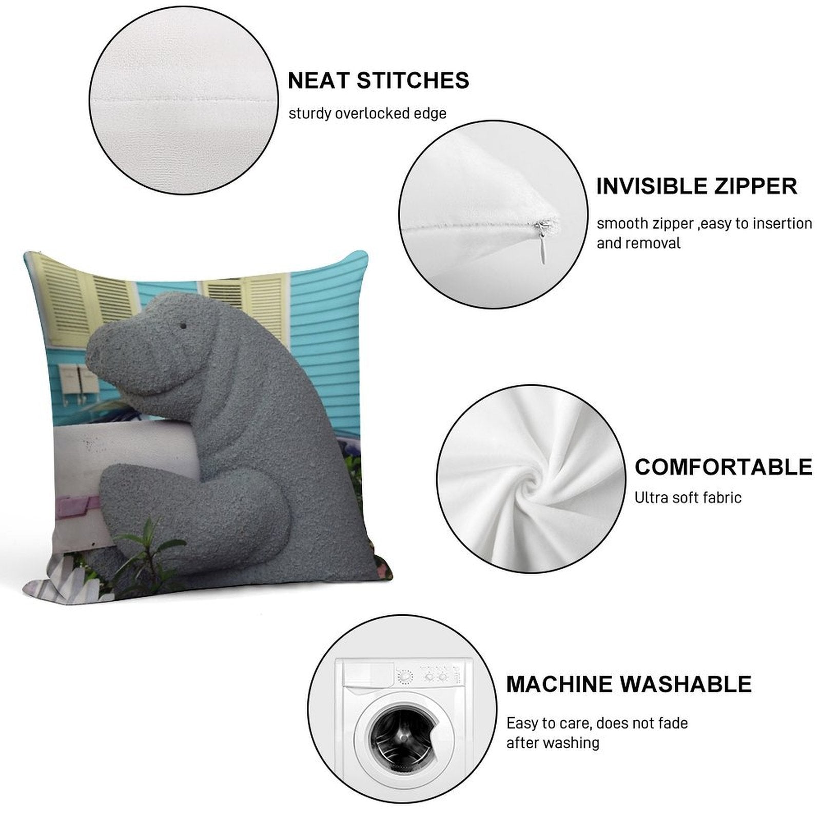 Manatee Mailbox Soft Shrink-Resistant Throw Pillow