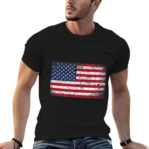 4th of July Distressed American USA Pocket  Tagless Design T-Shirt