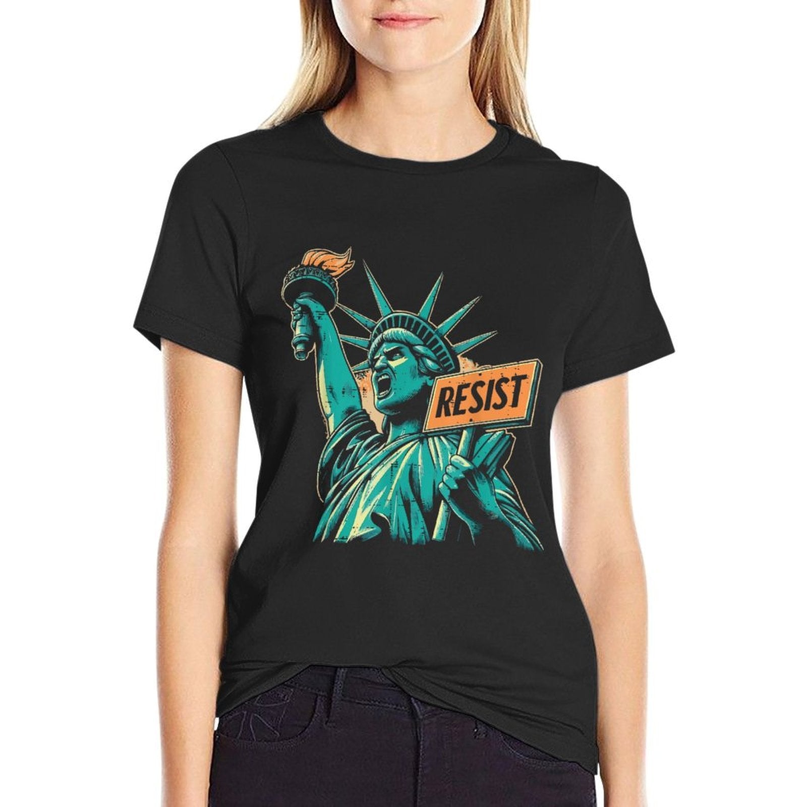 Statue Of Liberty Resist Protest Equality Women Men Kids  Relaxed-fit T-Shirt