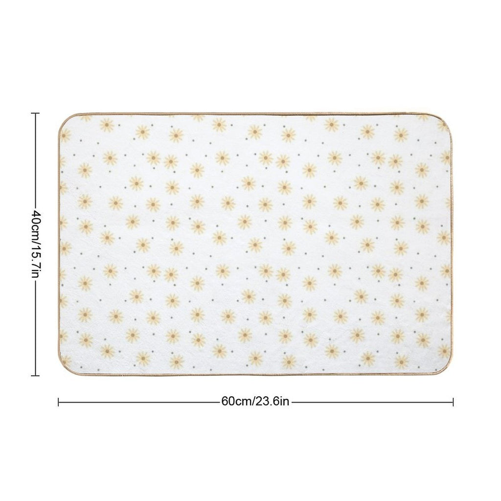 Dainty Yellow Daisies on White  Dirt-Trapping Bath Mat