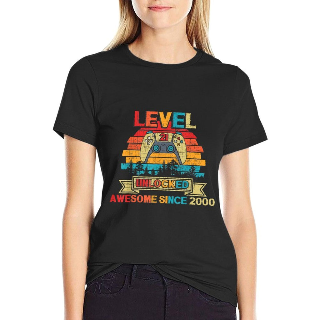 Level 21 Unlocked Awesome 2000 Funny Gamer 21st Birthday  Durable T-Shirt