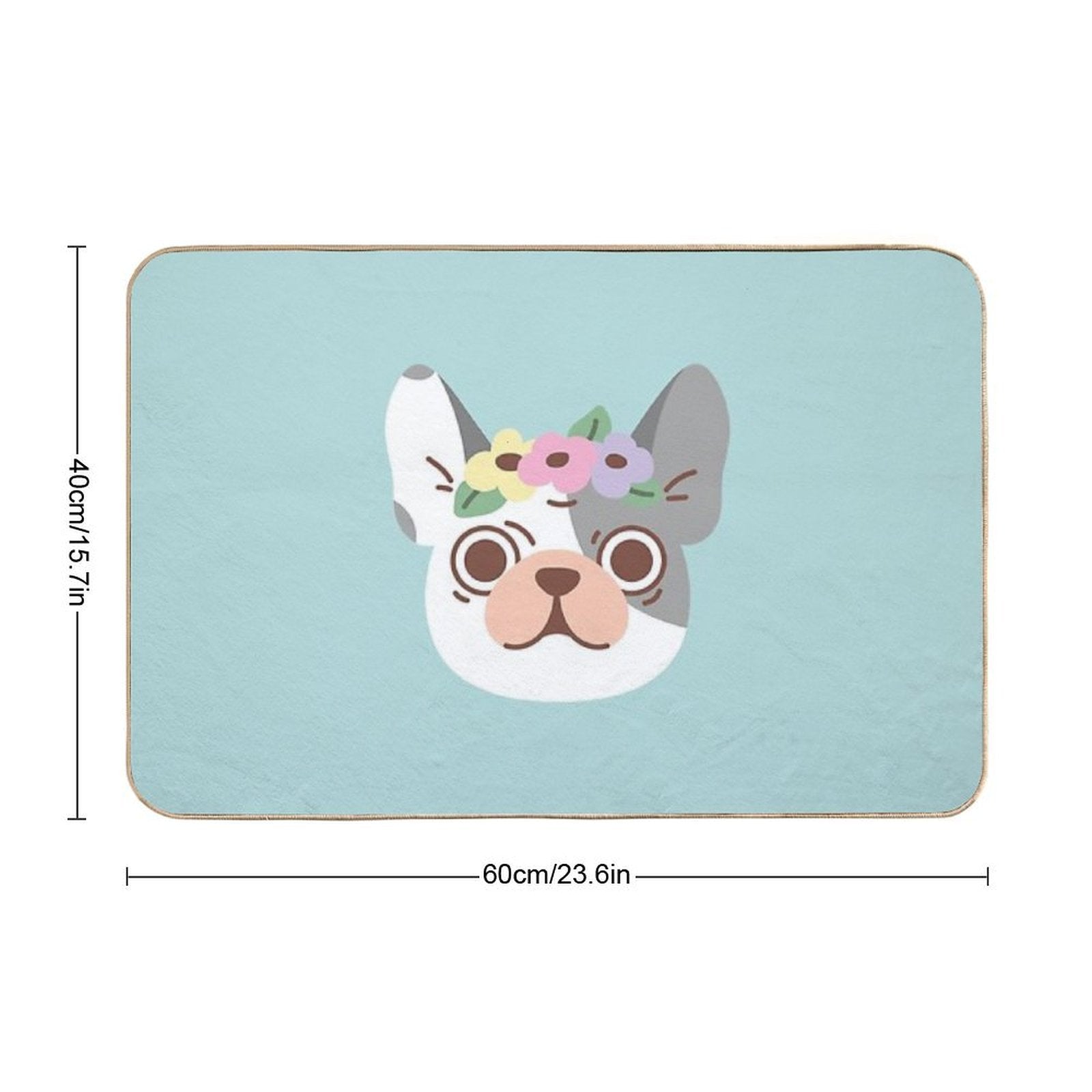 French Bulldog And Flowers  Pet-Safe Bath Mat