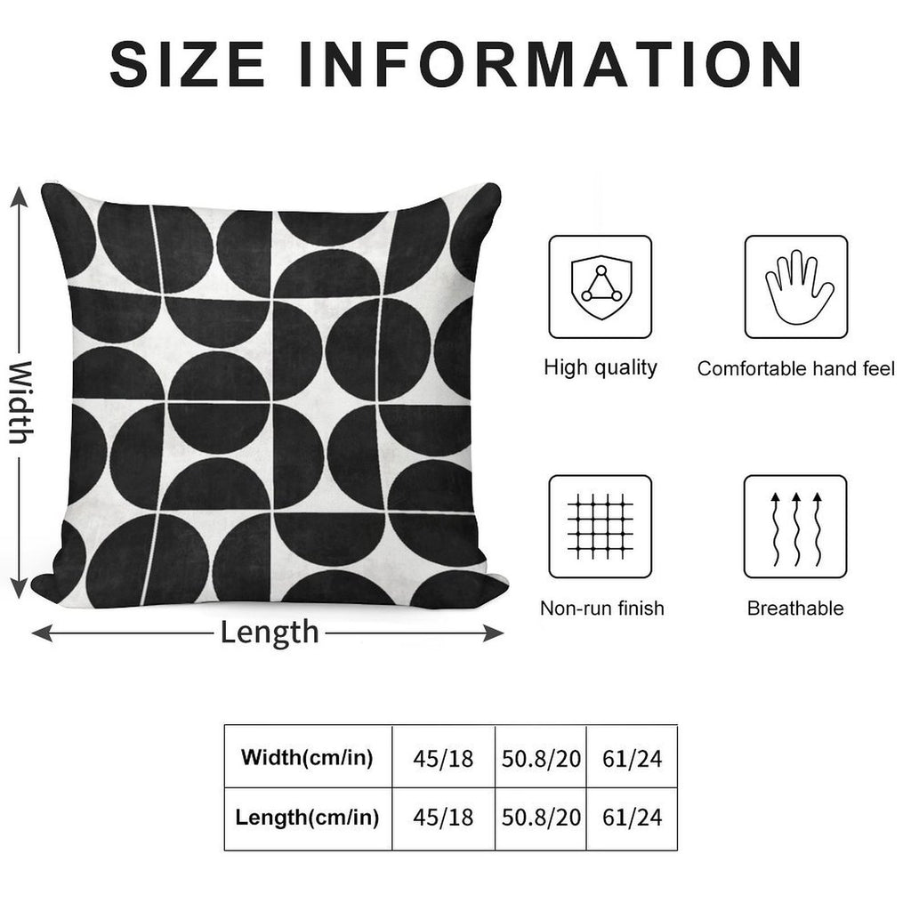 Mid-Century Modern Pattern No.3 - Black And White Concrete Soft Gift Ready Throw Pillow