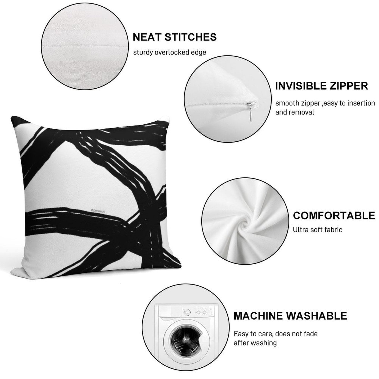 Black And White Soft Ultra-Soft Texture Throw Pillow