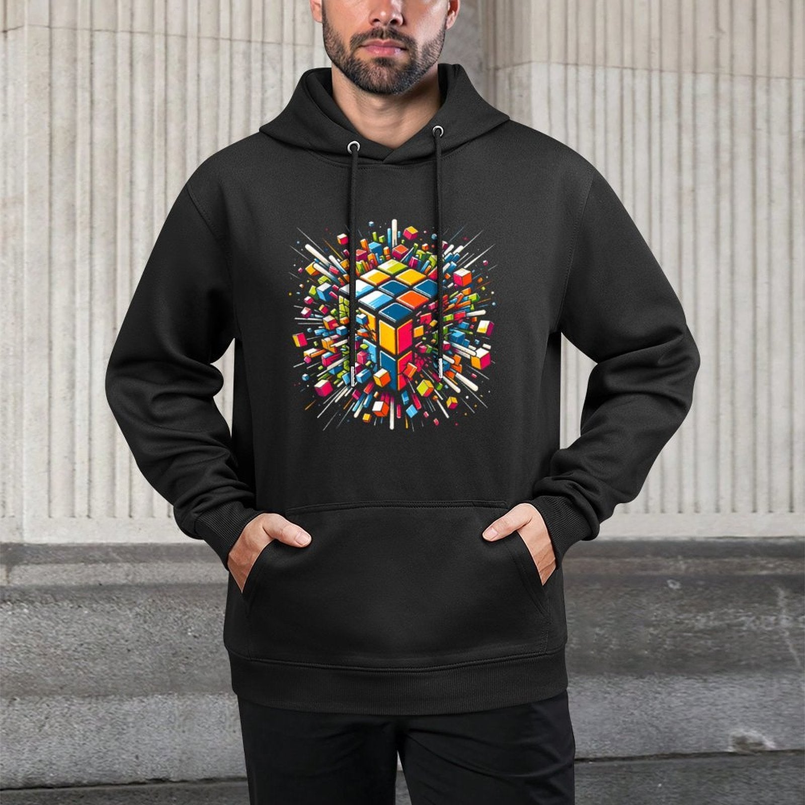 Exploding Cube Speed Cubing Puzzle Master Cotton-Polyester Blend Hoodie