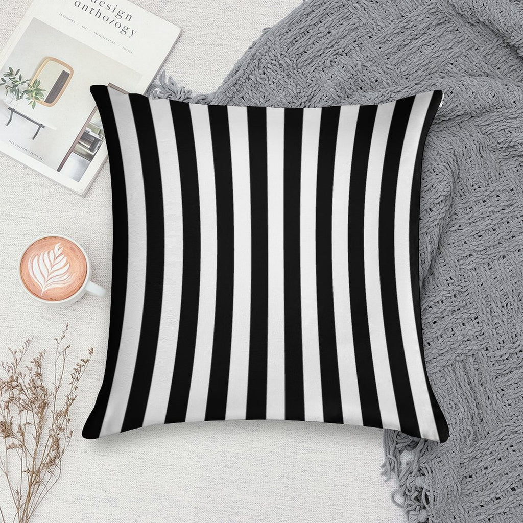 Black White Striped Pillow Cushion Cover Skirt Soft Washable Throw Pillow