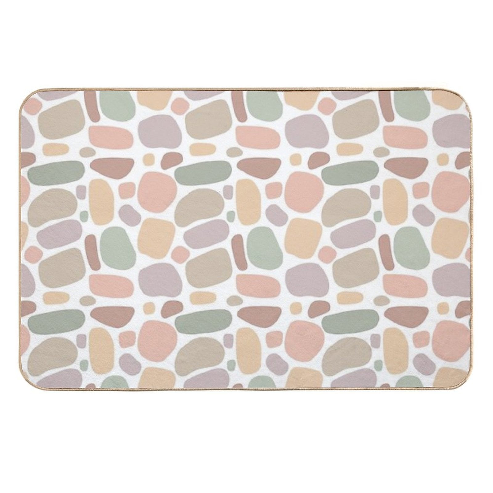 Boho Abstract Free-Form Pattern  Terracotta And Pastel Organic Shapes  Odorless Bath Mat