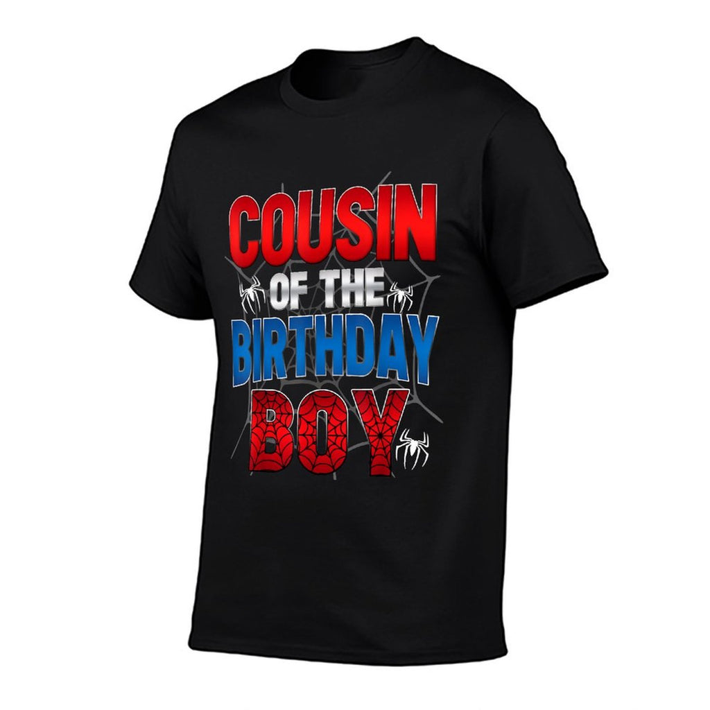 Cousin Of The Birthday Boy Matching Family Spider Web  Ribbed Collar T-Shirt
