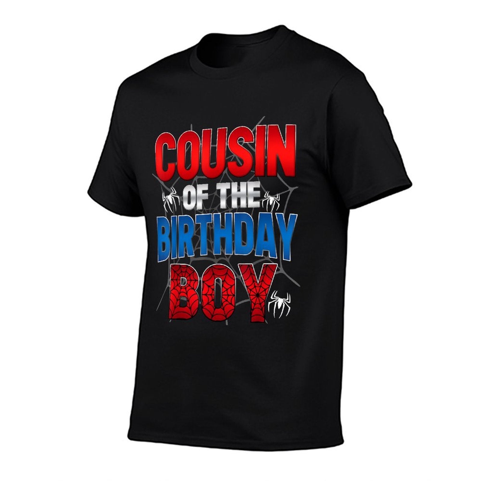 Cousin Of The Birthday Boy Matching Family Spider Web  Ribbed Collar T-Shirt