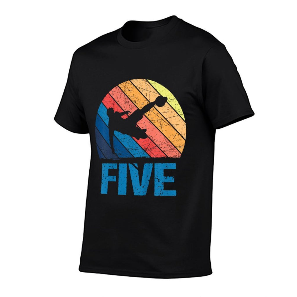 Kids 5th Birthday Retro Soccer 5 Years Old Boy Girl  Easy-care T-Shirt