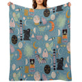 Lunar Pattern Blue Moon Wrinkle-free Throw Blanket