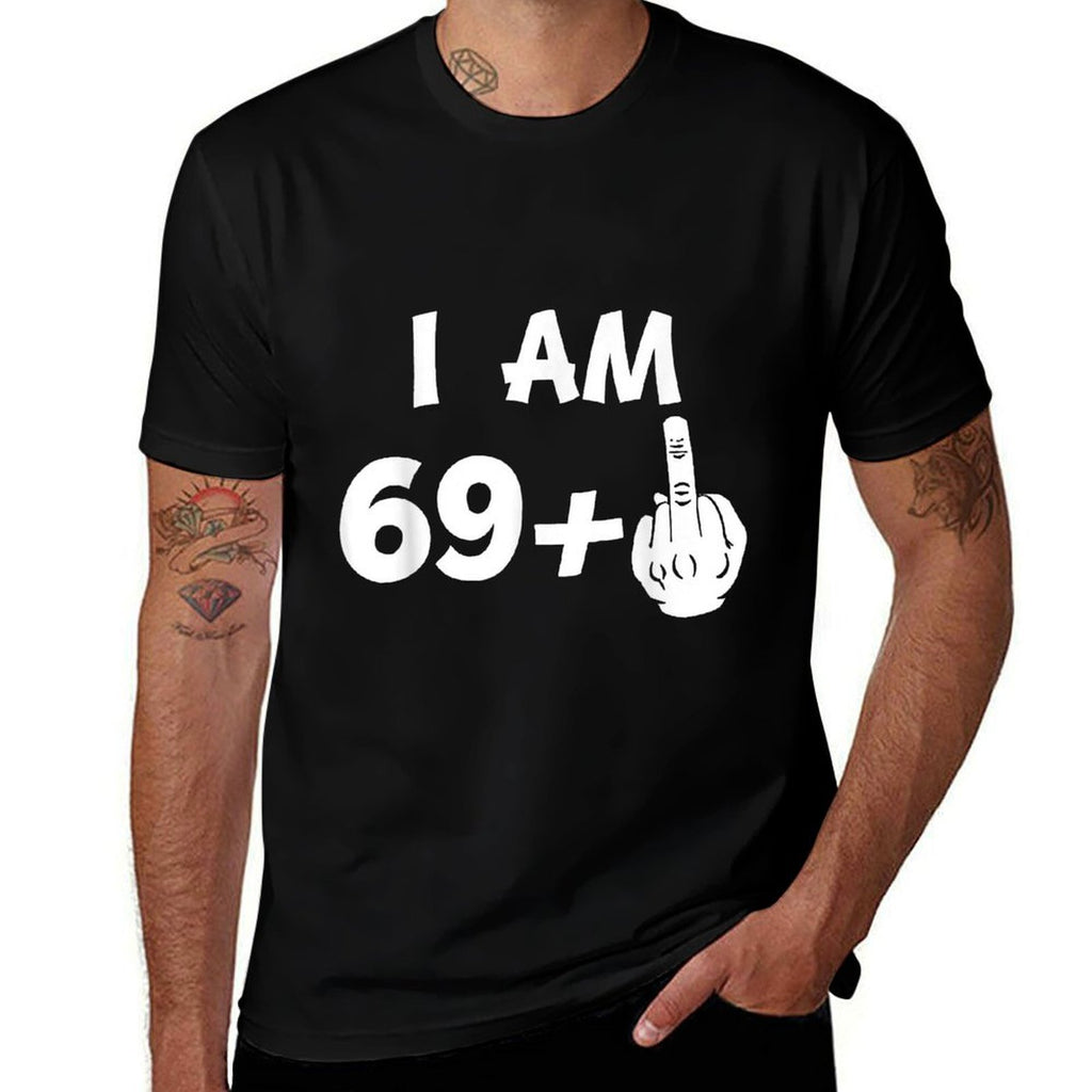 I Am 69 Plus Middle Finger Funny 70th Birthday  Polyester Blend T-Shirt