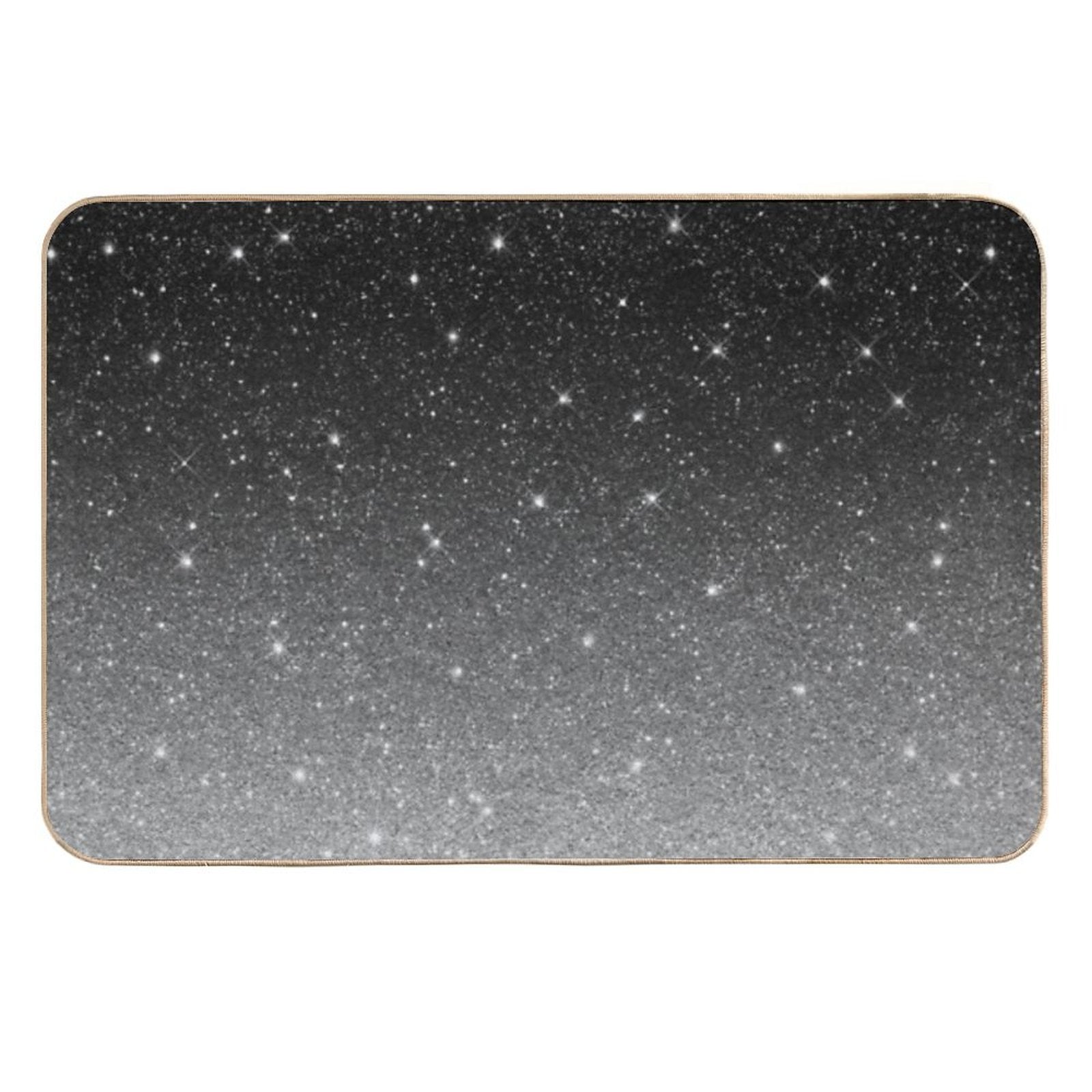 Black Silver Grey Sparkle Ombre Glitter  Fade-Resistant Bath Mat