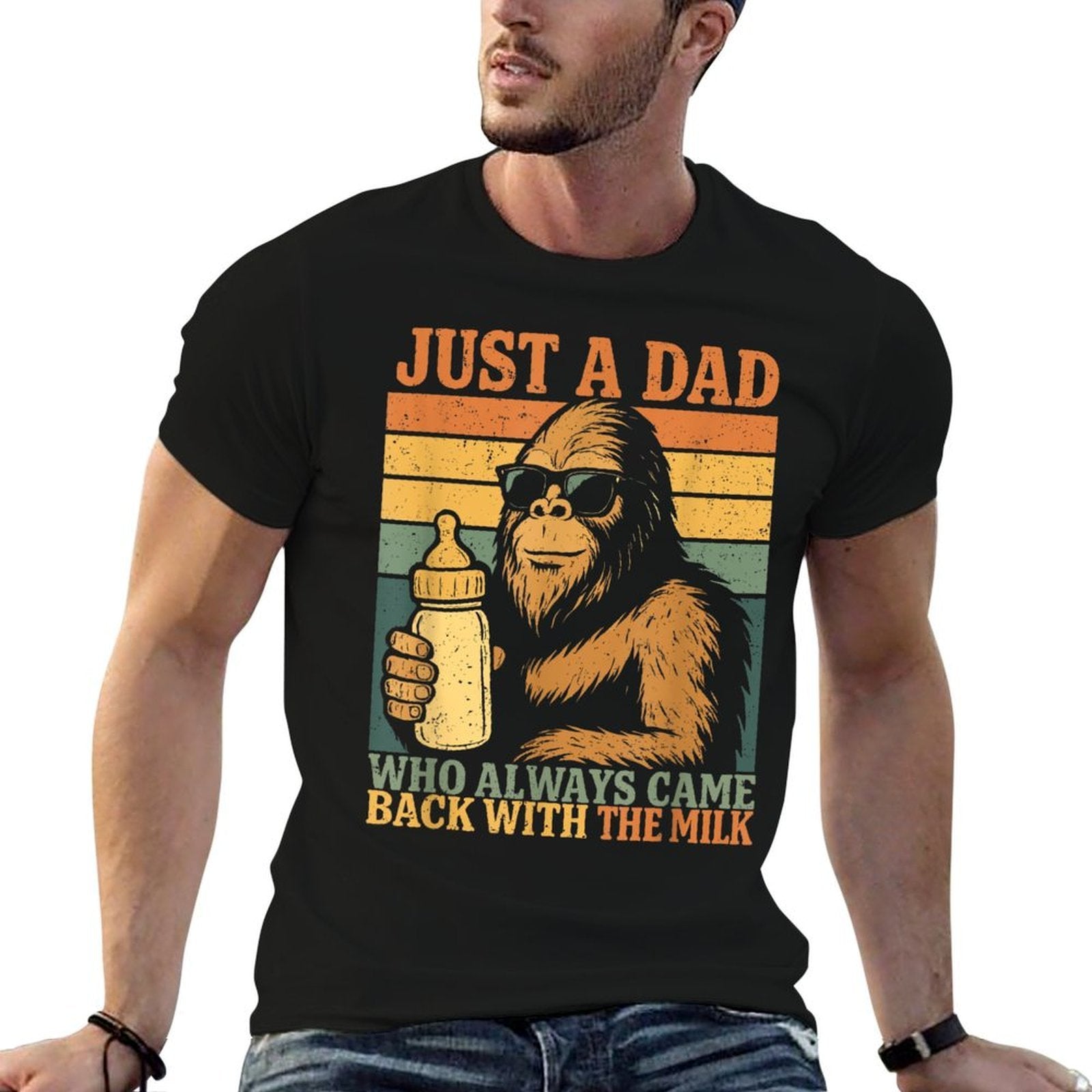 Bigfoot New Dad To Be , Just A Dad Who Always Came Back  Heathered Texture T-Shirt