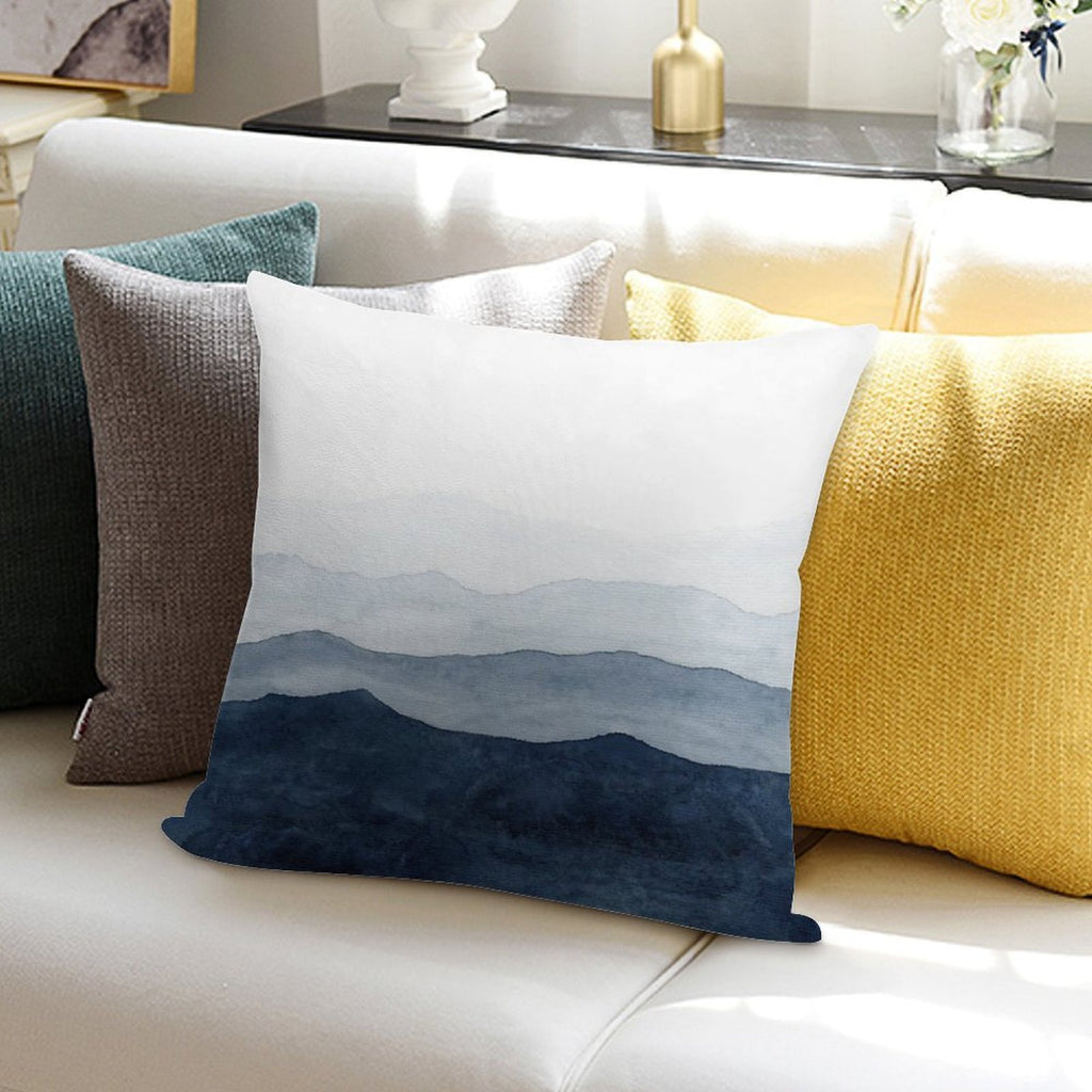 Mountains Ombre  Indigo Abstract Watercolor Soft Bedroom Essential Throw Pillow