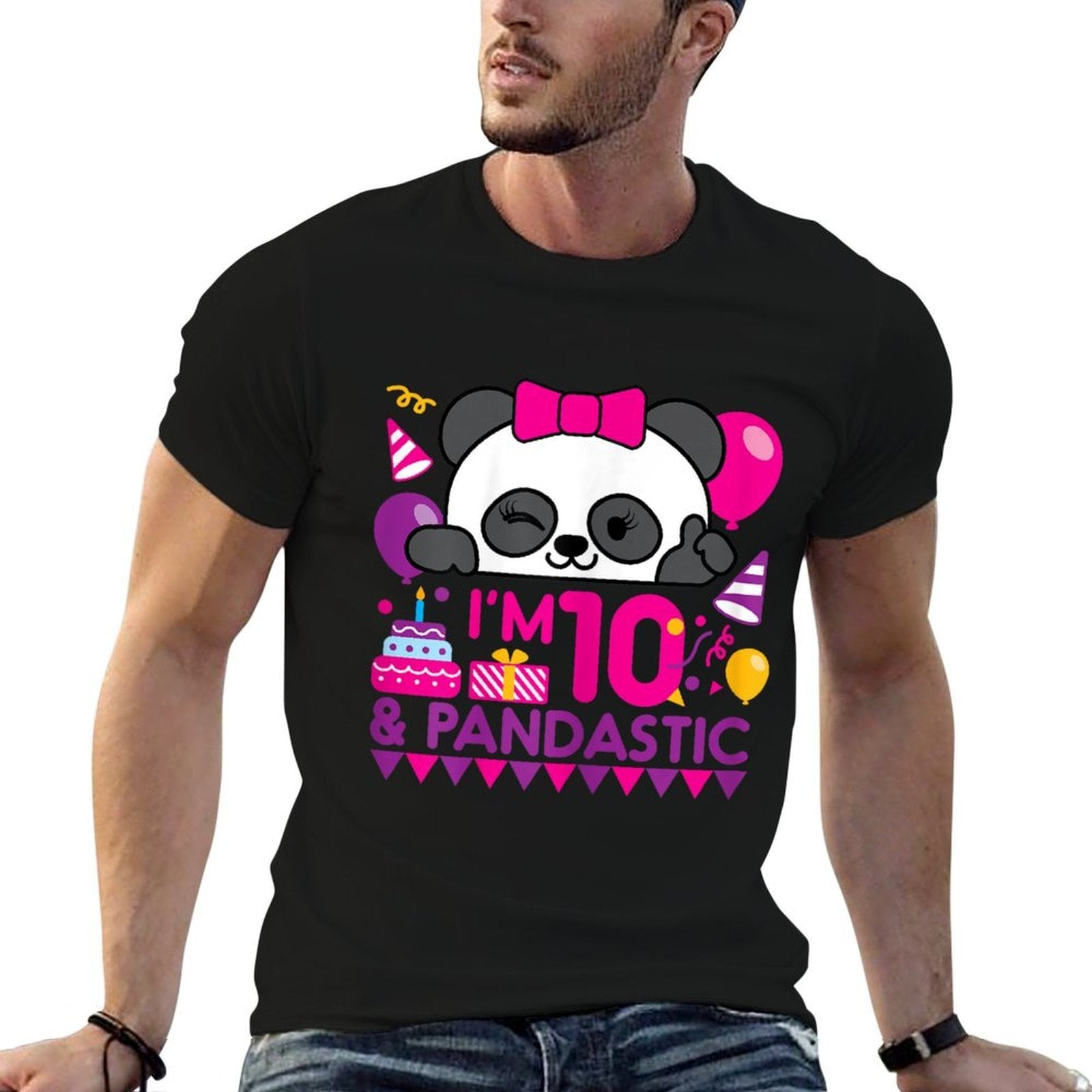 Panda 10 Year Old Children's Birthday Party  Stretchy T-Shirt