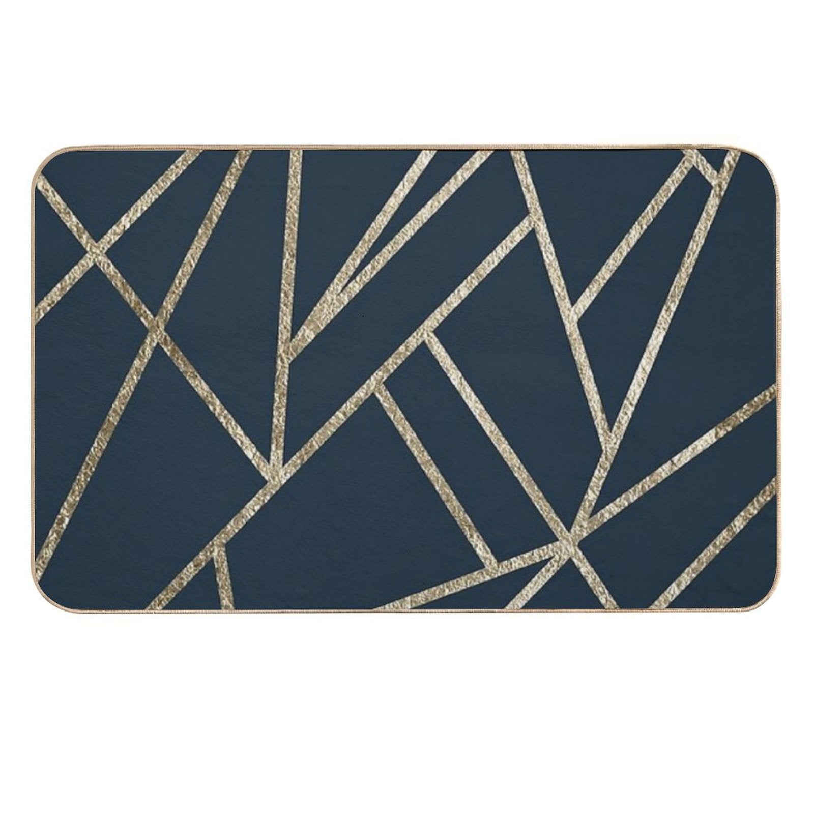 Classic Dark Blue Gold Geo #1 #geometric #decor #art Durable Bath Mat