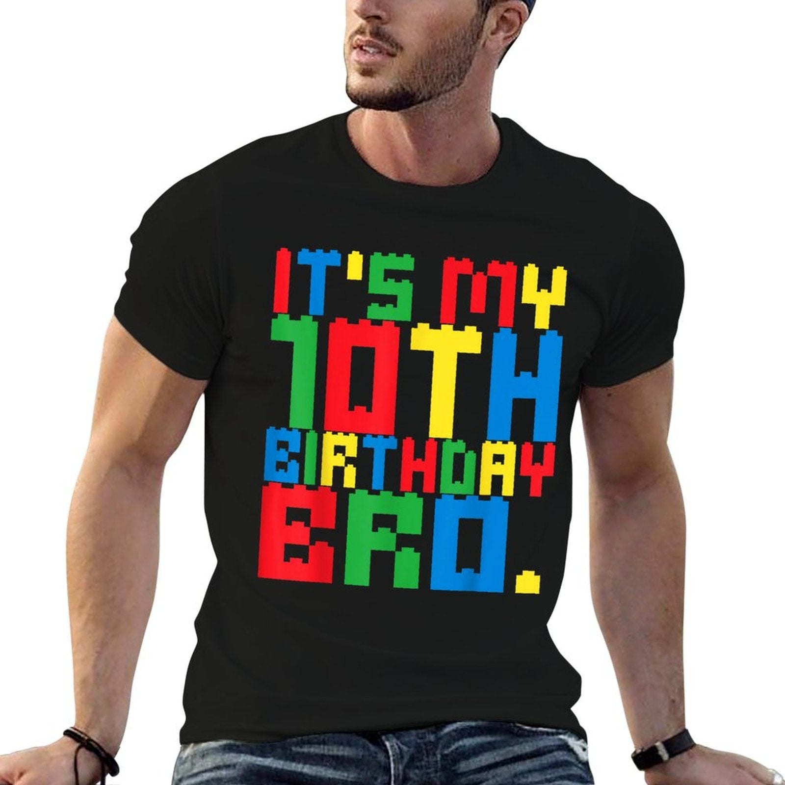 It's My 10th Birthday Bro Block Building 10 Years Old Boys  Breathable T-Shirt