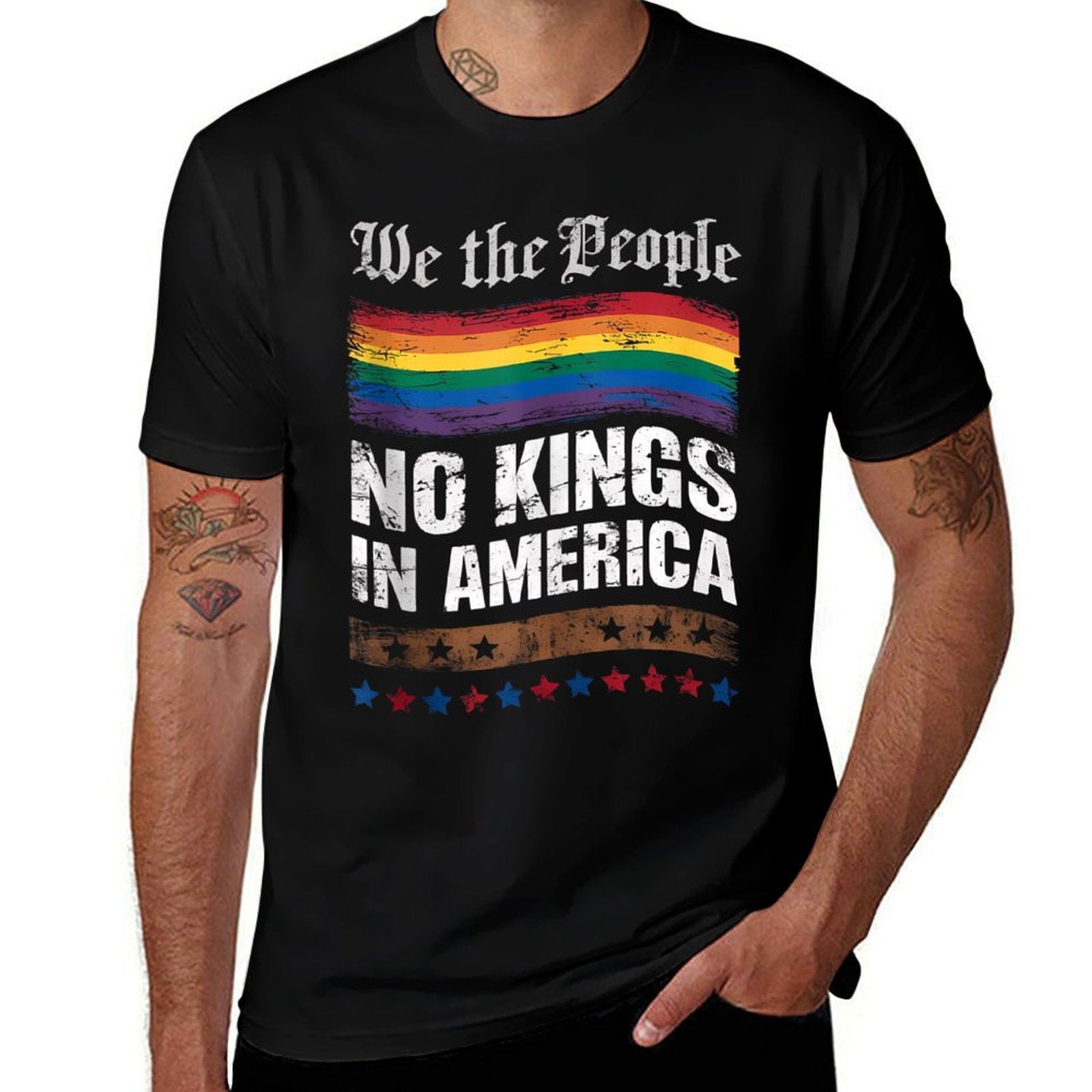 No Kings In America We The People Political Men Women  Slim-fit Cut T-Shirt