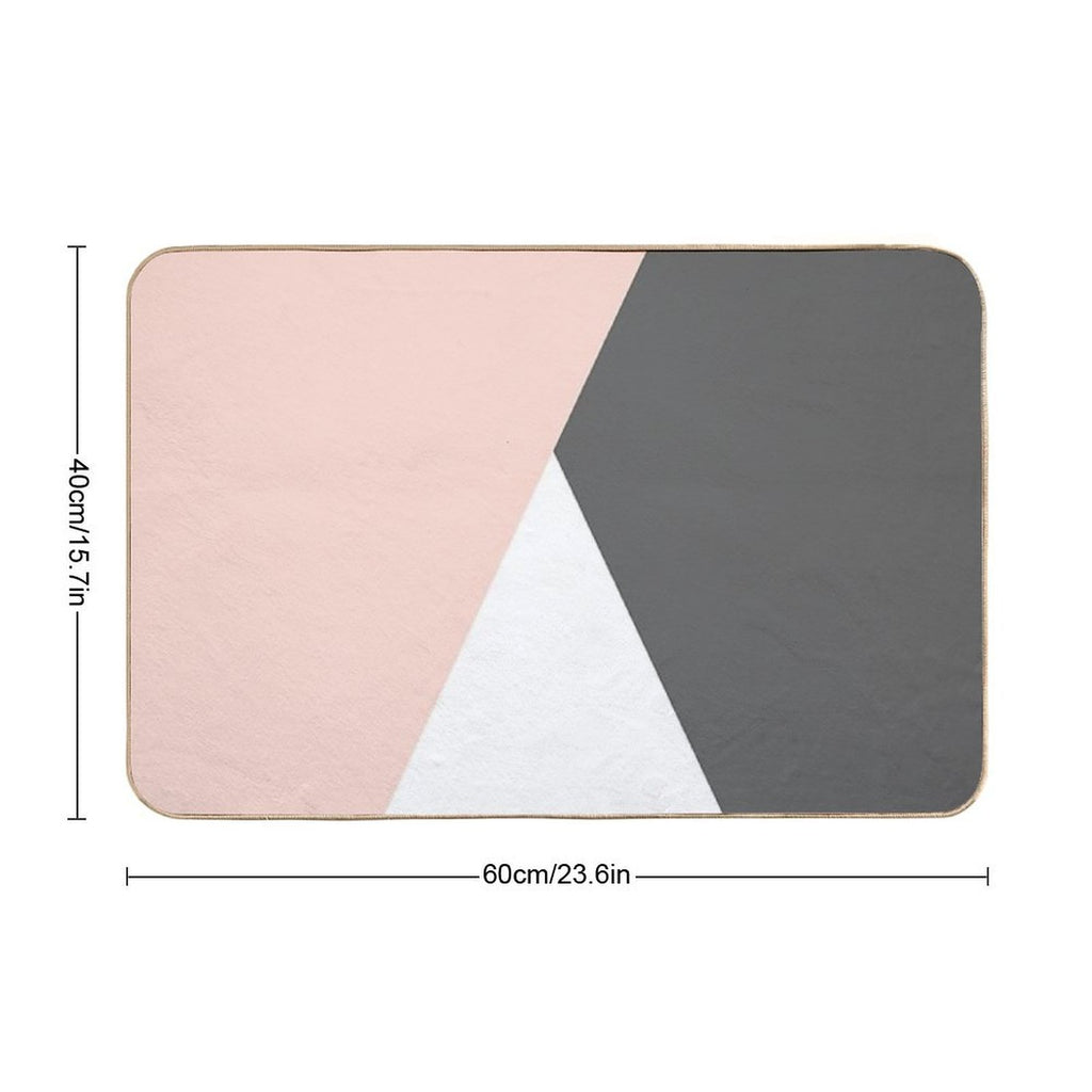 Elegant Blush Pink & Grey Geometric Triangles  Odorless Bath Mat