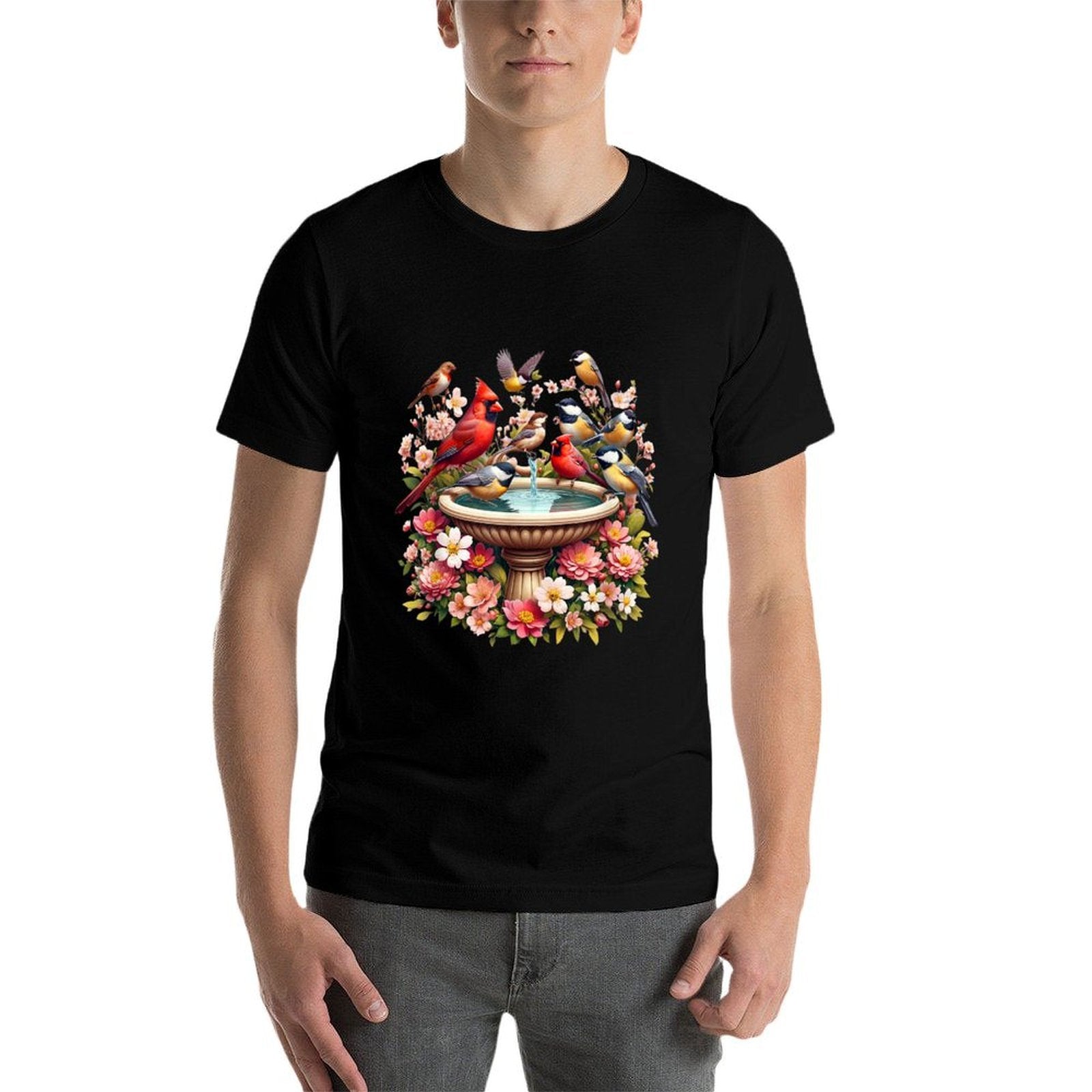 Cardinal  Chickadee Birds Spring Flowers  Breathable T-Shirt