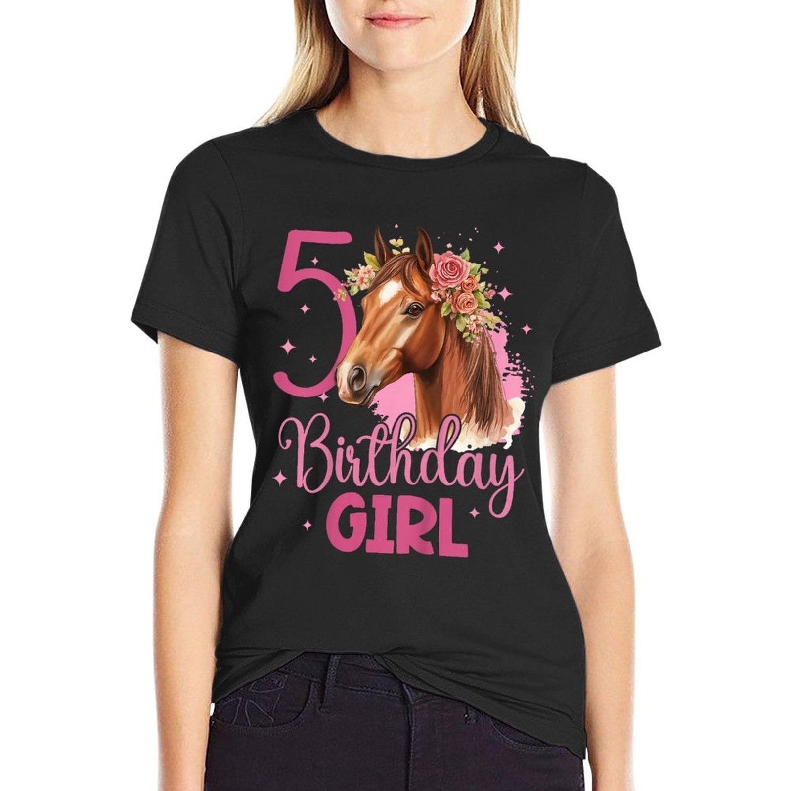 Kids 5th Birthday Horse Girl 5 Years Five Finally 5 Birthday  Classic T-Shirt