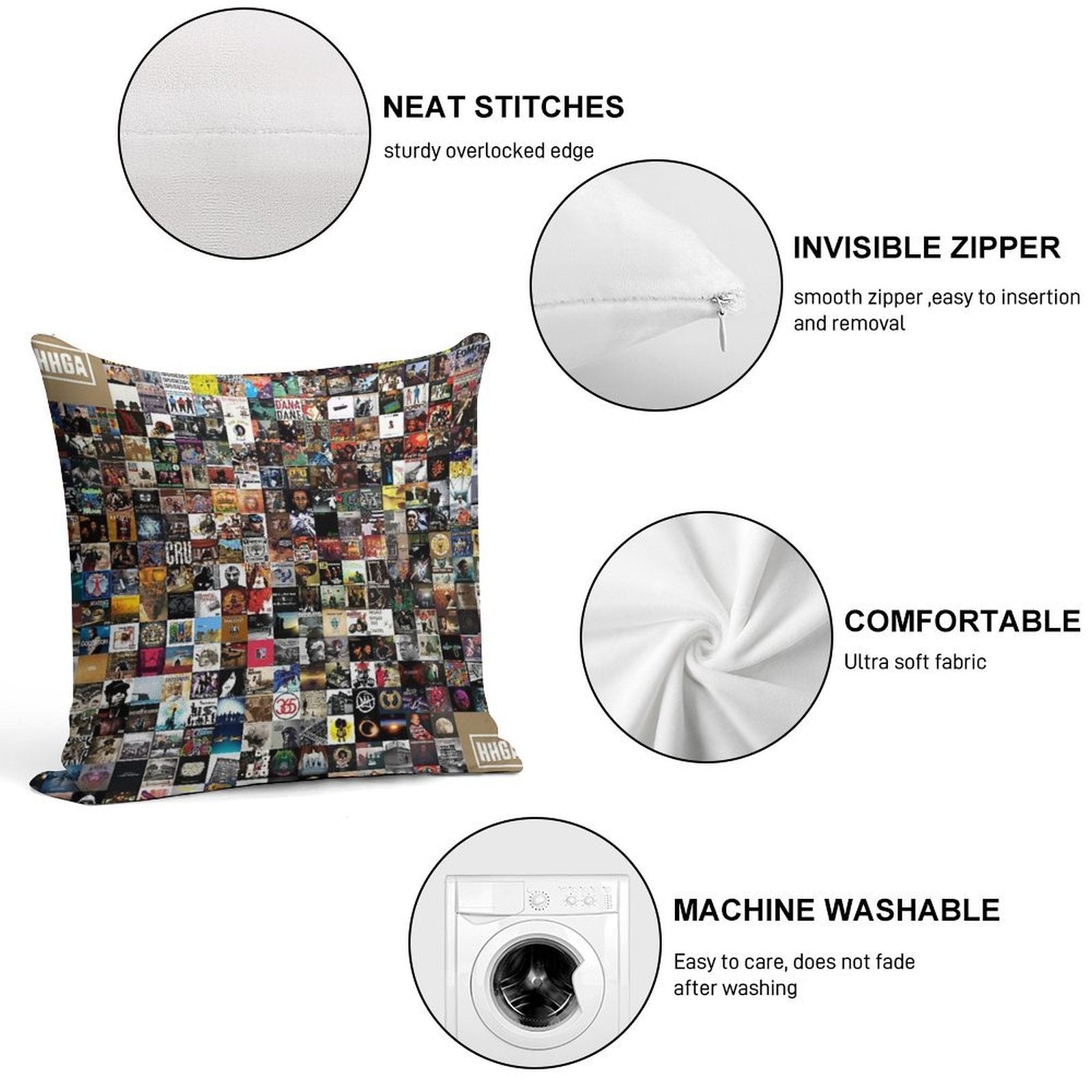 Greatest Hip Hop Albums 1986 - 2018 Soft Fade-Resistant Throw Pillow