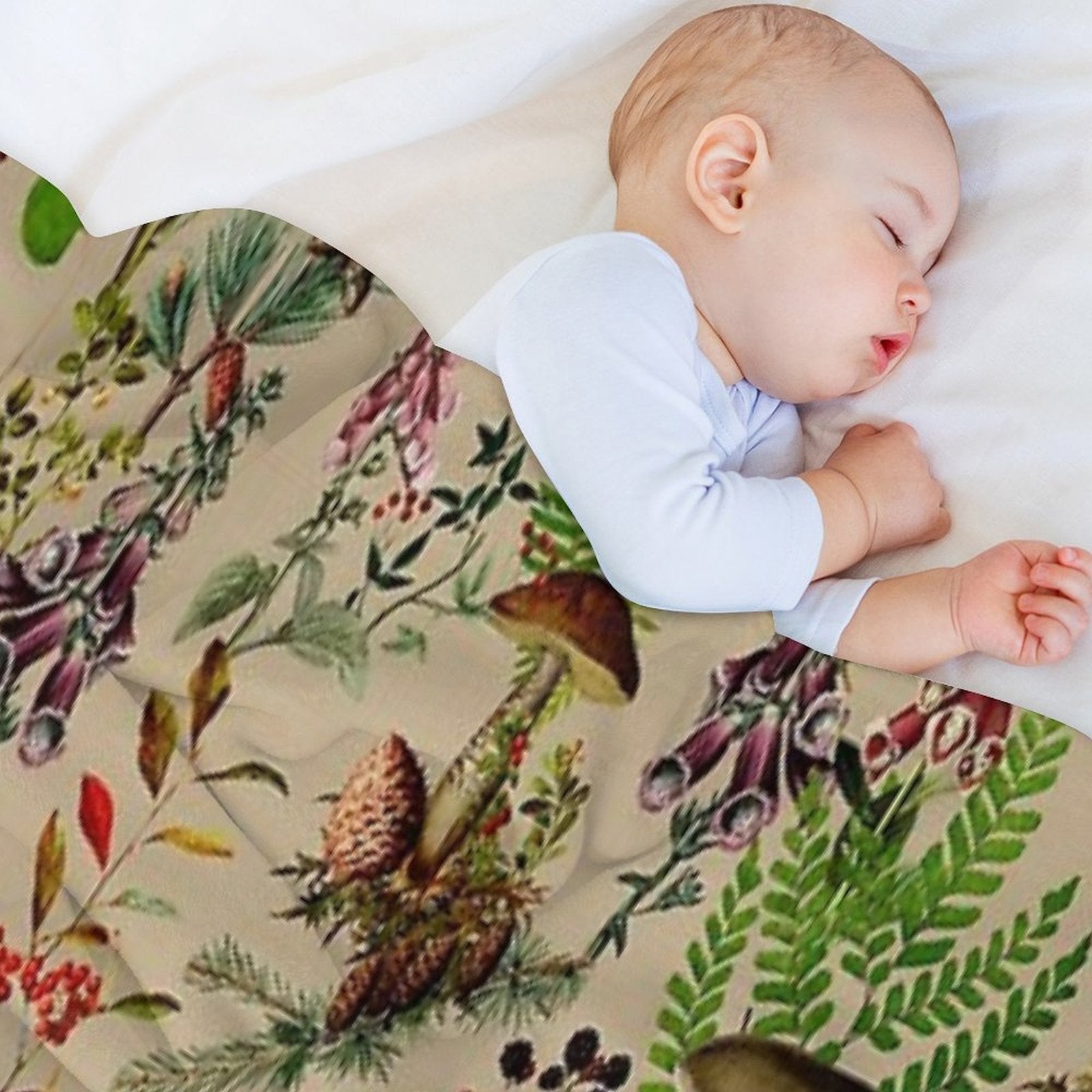Vintage Mushrooms Forest Botanical GardenPattern - Sepia Beige Nightgarden Compact Throw Blanket