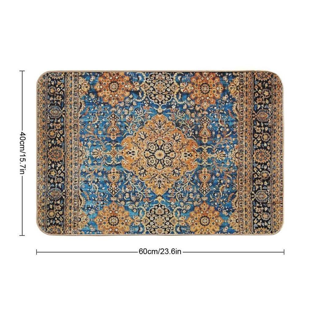 Antique Blue Persian Kirman Rug Print  Slip-Resistant Bath Mat