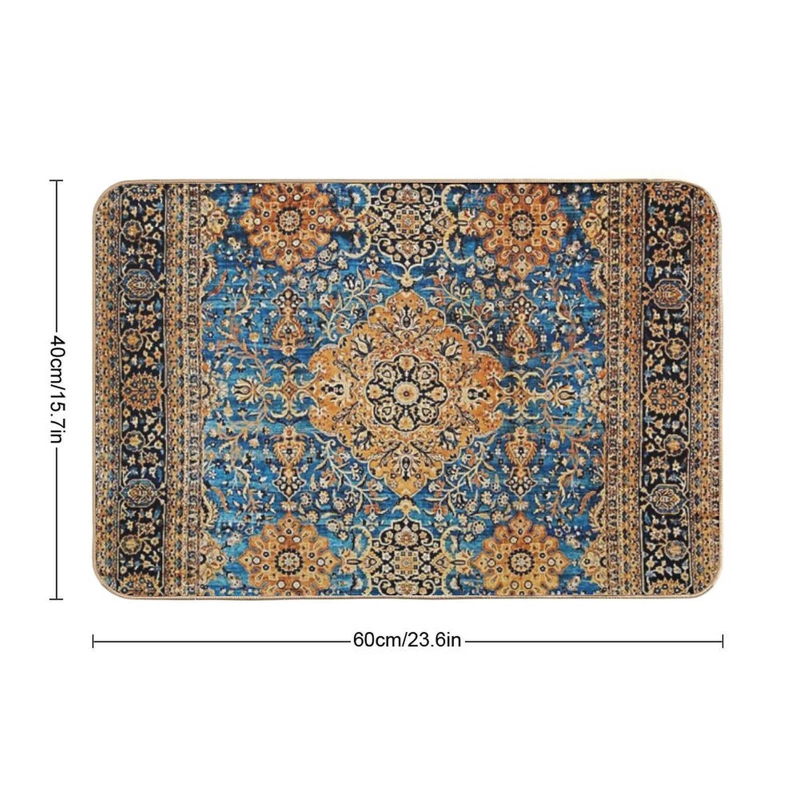 Antique Blue Persian Kirman Rug Print  Slip-Resistant Bath Mat