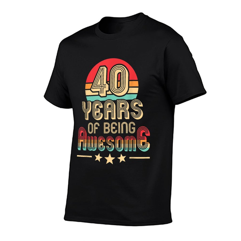 40 Years Of Being Awesome 40 Years Old 40th Birthday Retro  Ribbed Collar T-Shirt