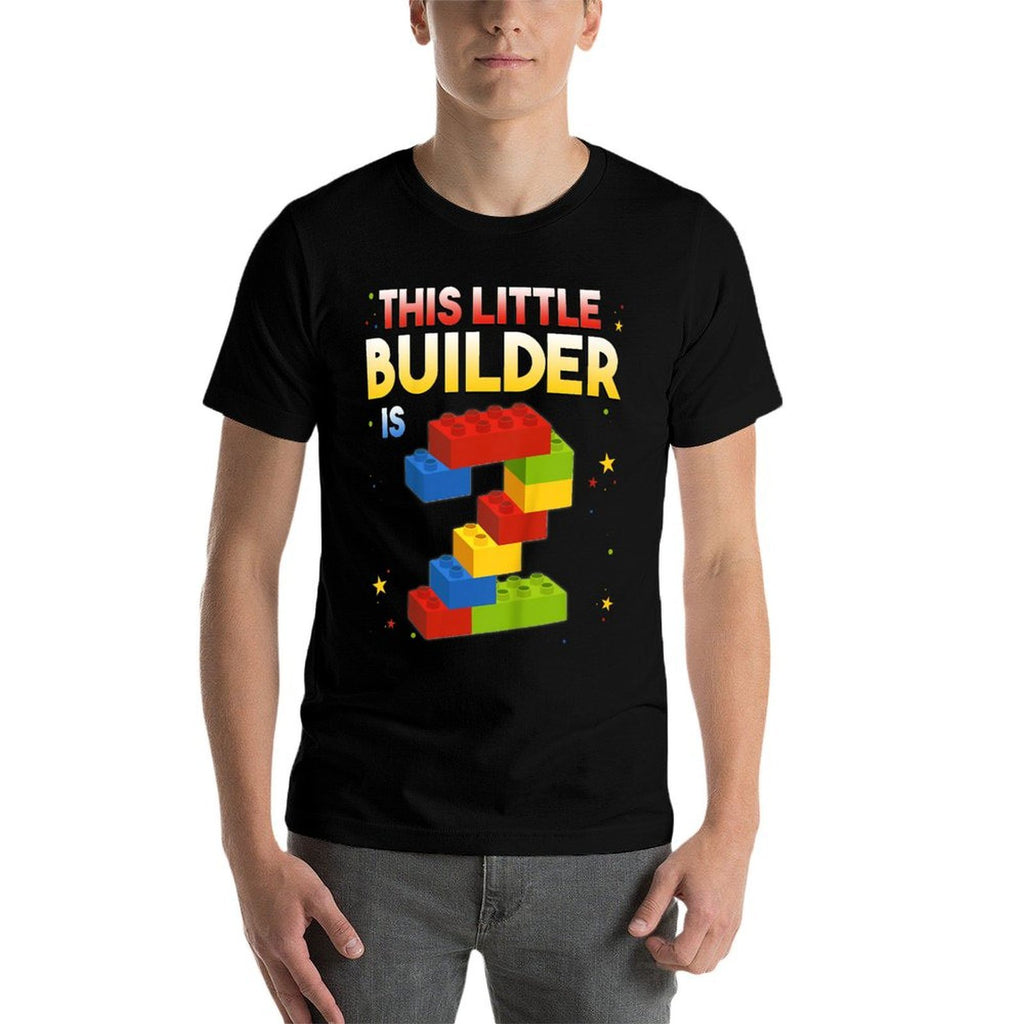 Kids 2 Years Old Builder Boy Girl Gift Building Blocks Birthday  Easy-care T-Shirt