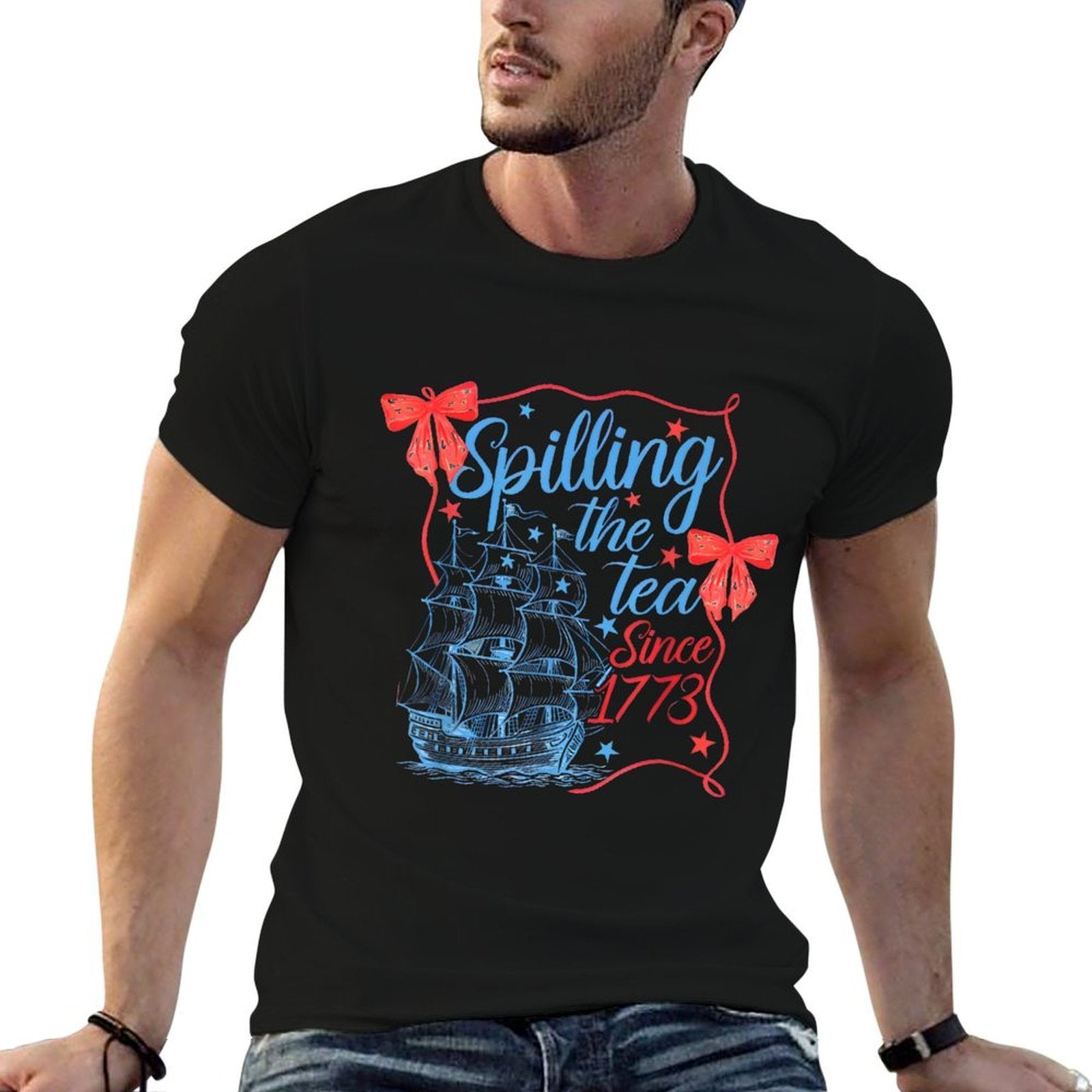 Coquette Spilling The Tea Since 1773 4th Of July Mens Womens  Polyester Blend T-Shirt