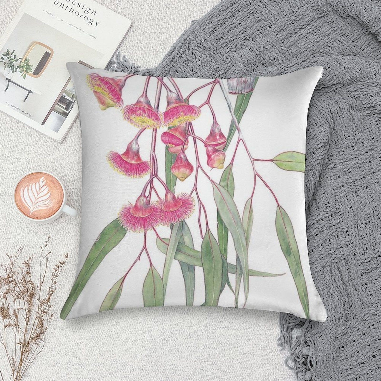 Eucalyptus Caesia Soft Short Plush Fabric Throw Pillow
