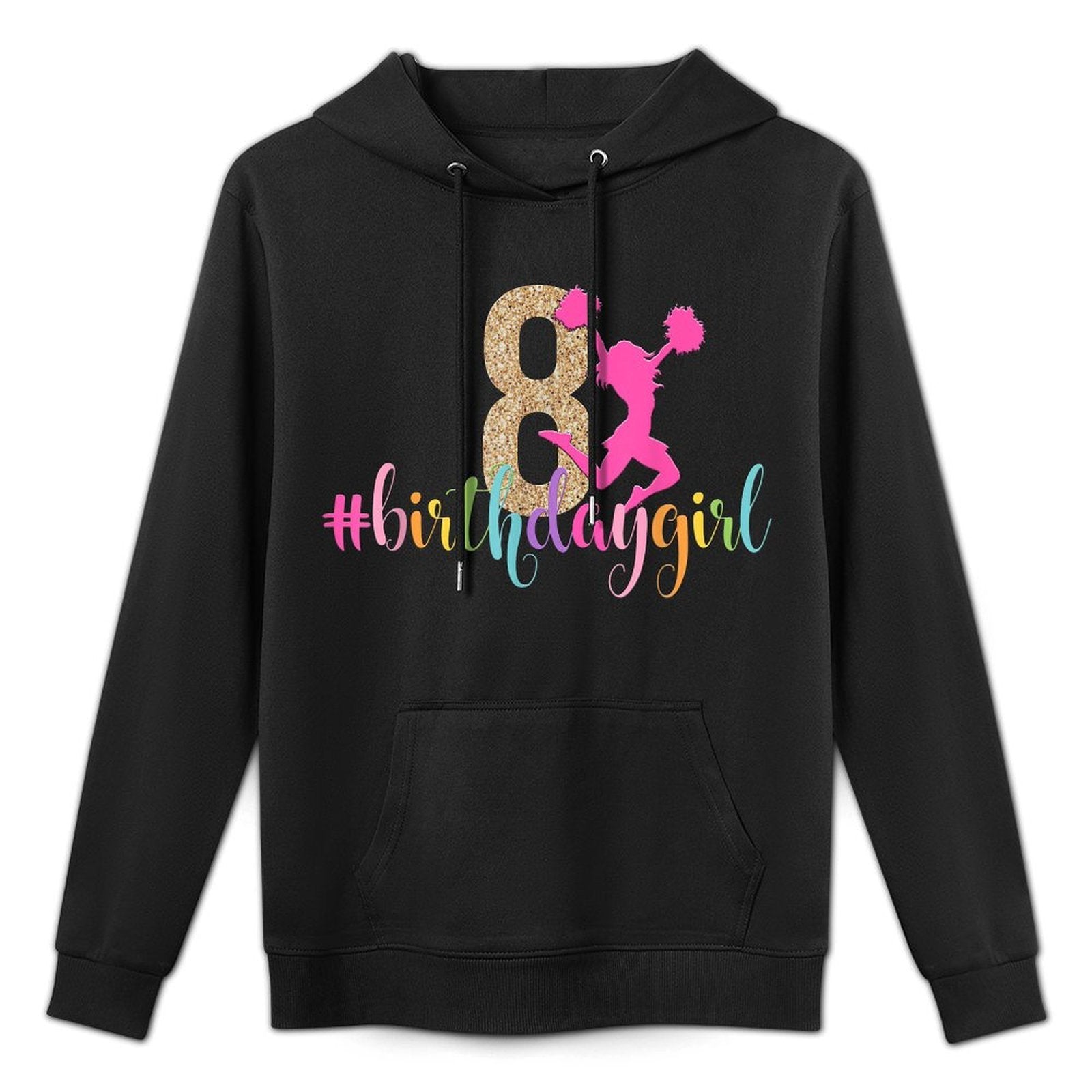 8th Birthday Girl Cheerleader Rainbow Cheerleading Casual Wear Hoodie
