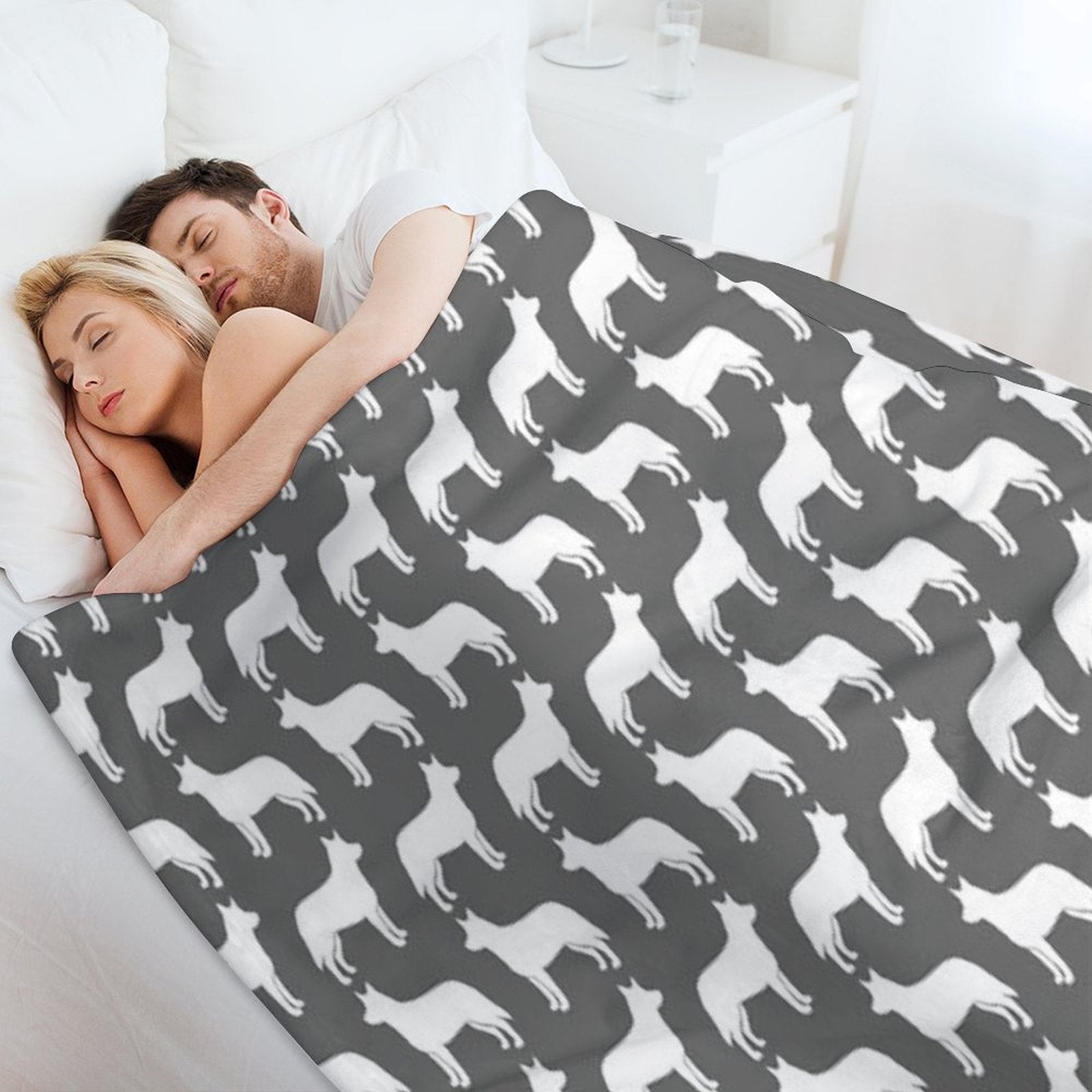 Australian Cattle Dog Silhouette(s) Gift-ready Throw Blanket