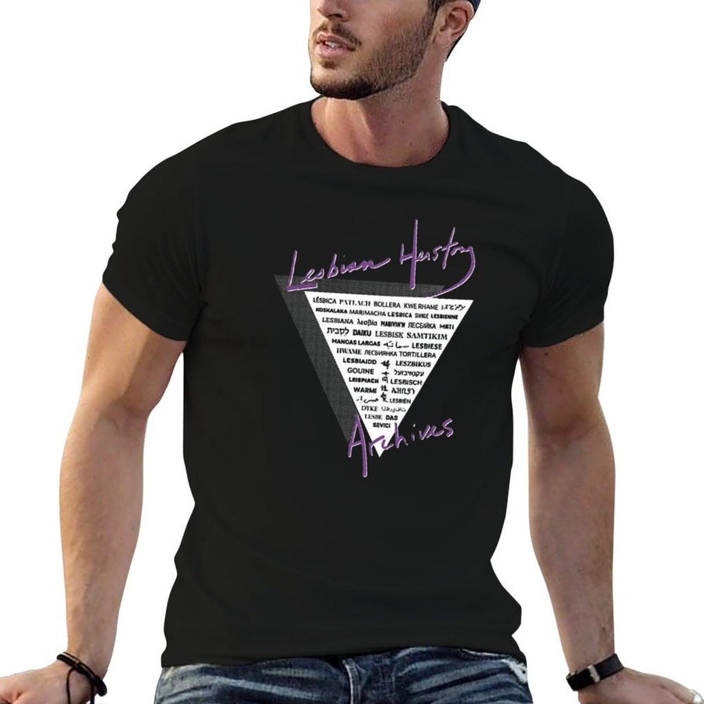 LHA Triangle The Word Lesbian in 40 Languages!  Heathered Texture T-Shirt