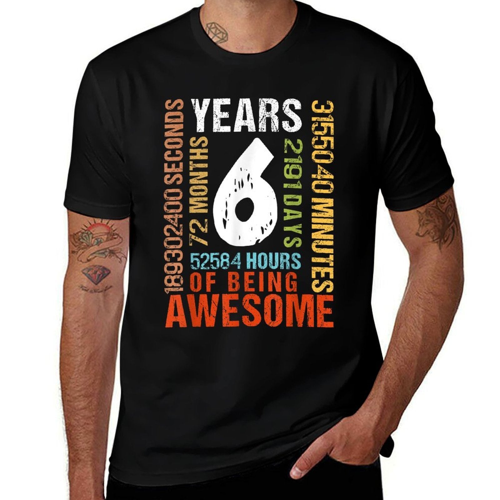 6th Birthday 6 Years Old Vintage Retro 72 Months Boys Girls  Lightweight T-Shirt